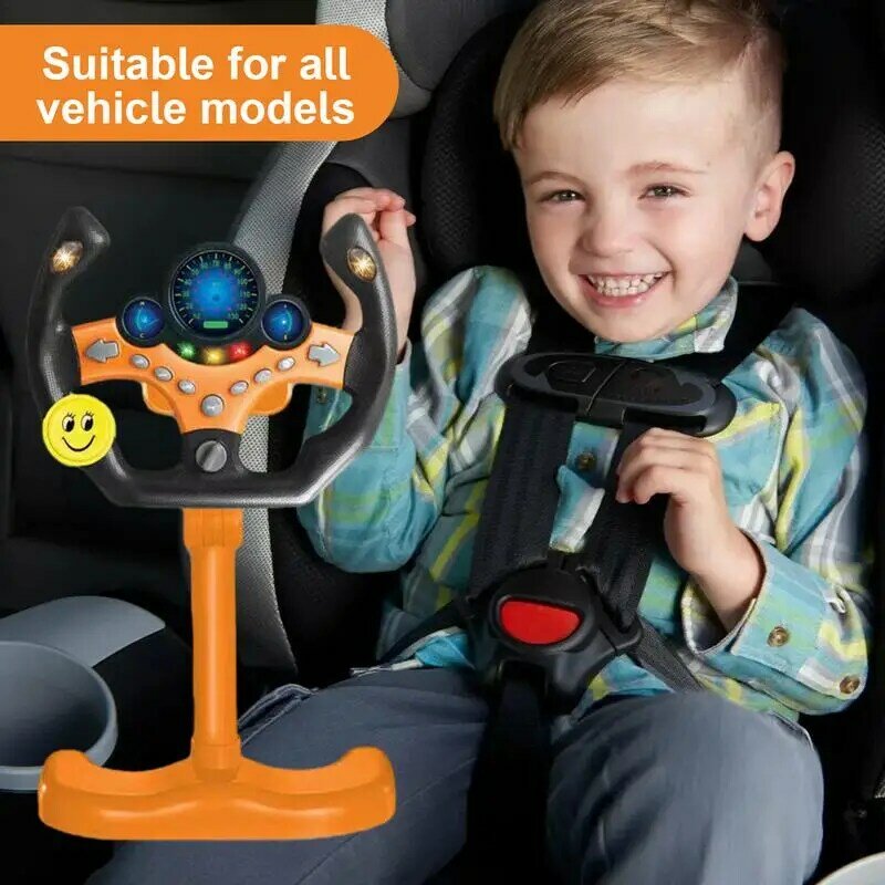 Steering Wheel Toy Vertical Simulation Steering Wheel Toy Simulated Driving Toy with Light Music and Sound Toy Kids Baby Gifts