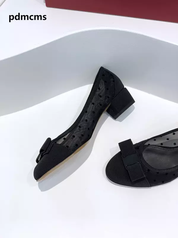 Damen Bow Mesh Classic Marke hochwertige 100% hand gefertigte Schuhe 34-40 Absatz höhen 1cm, 3cm, 7cm