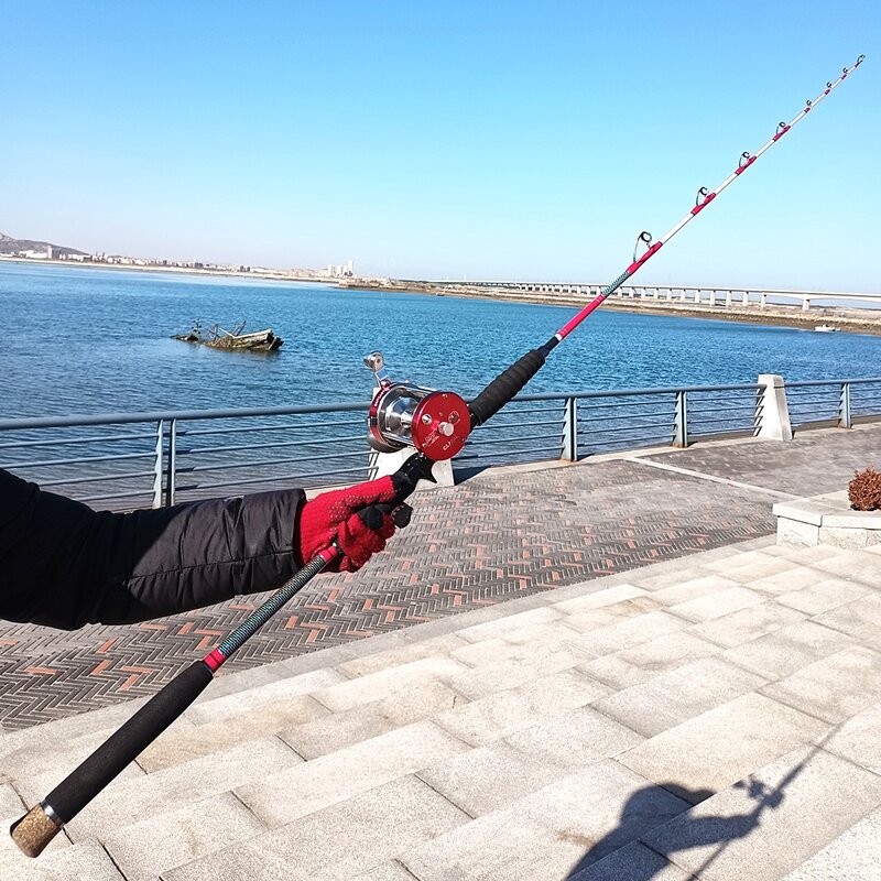 1.58m 5.2 feet Solid Tip Boat Fishing Rod spinning hunting rod FRP strong casting 2 sections slow jigging female trolling rod XH