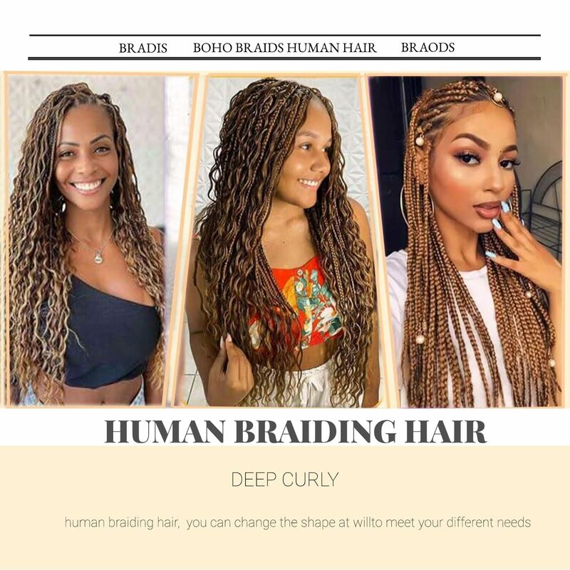 Human Braiding Hair Deep Curly Bulk No Weft 100% Brazilian Virgin Human For Boho Braids Water Wave Micro Braiding Human Hair