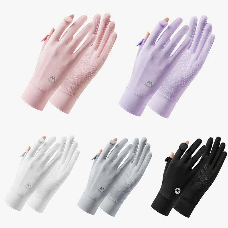 夏用の女性用薄シルク手袋,UV保護付きミトン,サイクリング,運転,ランニング用