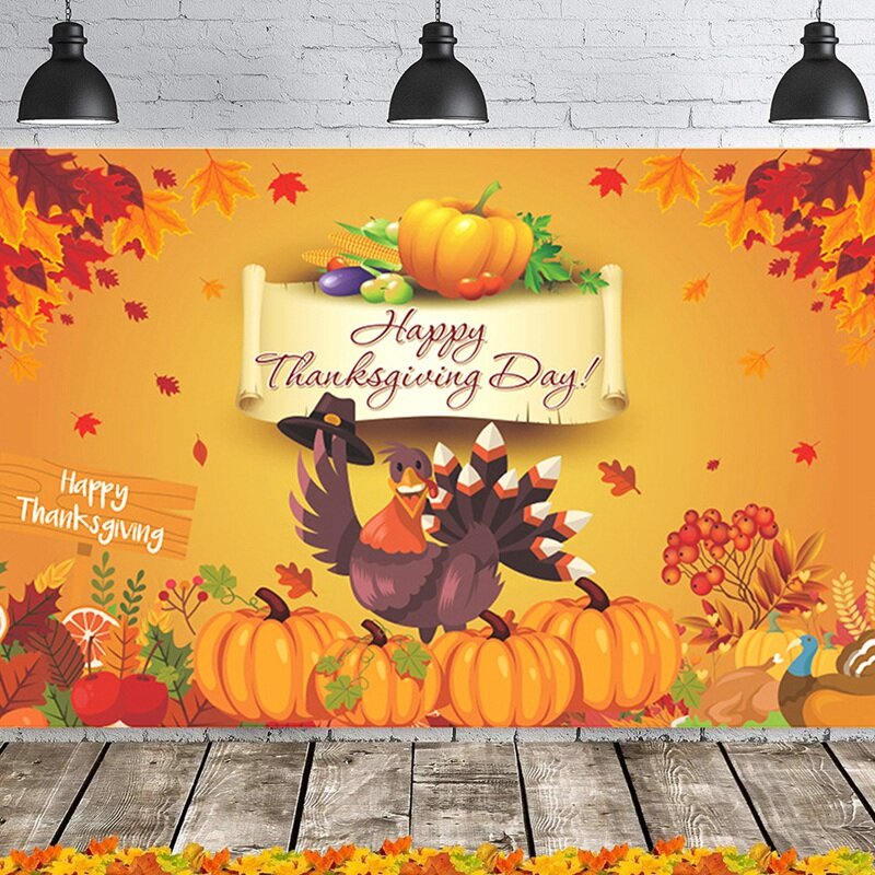 Happy Thanksgiving Day gantung musim gugur panen Poster latar belakang spanduk Banner untuk Hari Thanksgiving dekorasi pesta