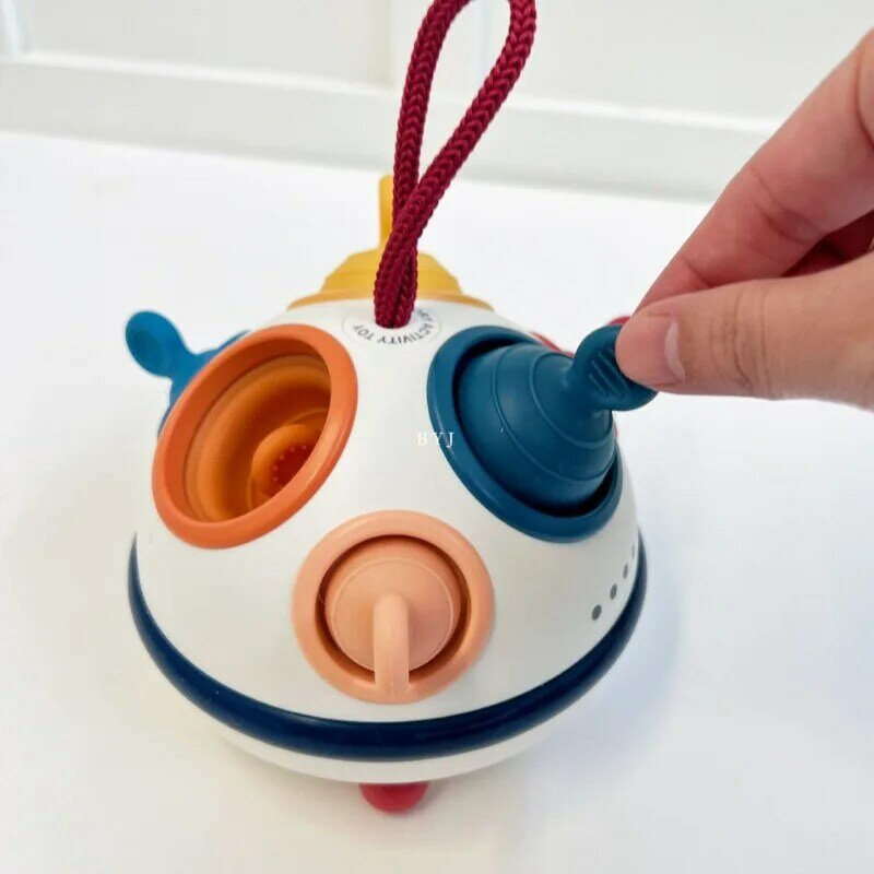 Bola sensorial de actividad para bebés, sonajero giratorio de agarre, mordedor de silicona educativo, juguetes para bebés de 6 a 12 meses