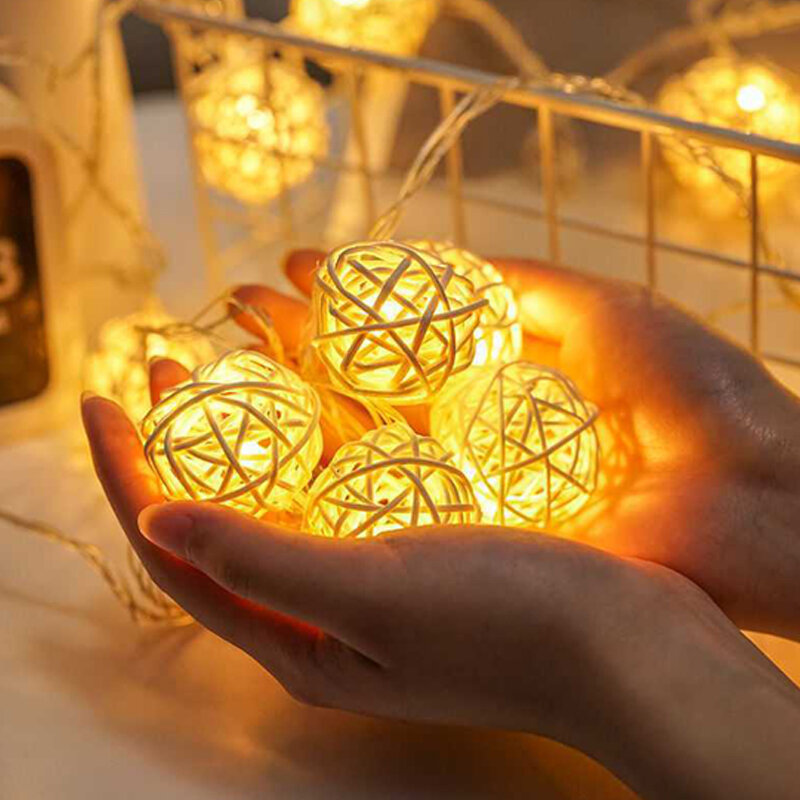 USB/Battery Operated 3M/5M LED Fairy String Light Rattan Balls Lights Indoor Led Christmas Wedding Party Room Garland Decoration