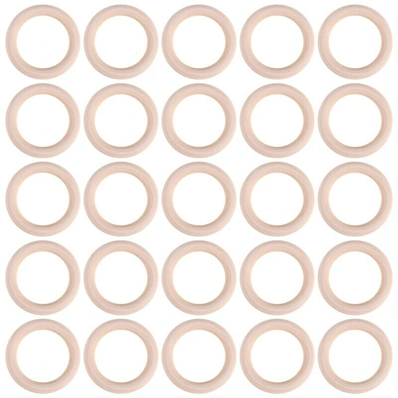 Nieuw-25 Stuks Natuurlijk Hout Ringen 70Mm Onafgewerkte Macrame Houten Ring Houten Cirkels Voor Diy Ambachtelijke Ring Hanger Sieraden Maken