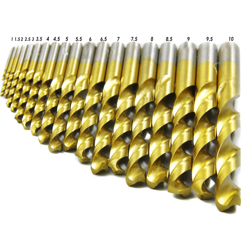 Tasp-金属ドリルのセット,19個,hssおよびm35の組み合わせ,チタンコーティングされたビット,1〜10mm,金属およびステンレス鋼のツールアクセサリー