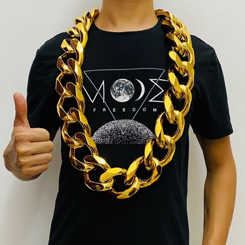 Hip Hop Gold Farbe große klobige Kette Halskette für Männer Punk übergroße große Kunststoff Glieder kette Herren Schmuck Festival Kind Geschenk Spielzeug