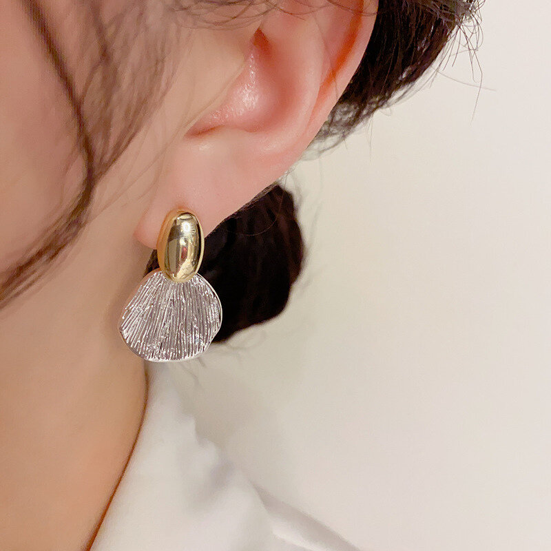 Mode Gold Silber Farbe große Metalls chale Tropfen Ohrringe für Frauen geometrische unregelmäßige Vintage einfache Ohrringe Schmuck Party Geschenk