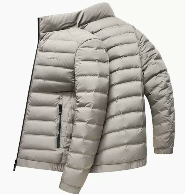 Мужская зимняя модная однотонная куртка на белом утином пуху, мужское облегающее пальто среднего возраста, мужское короткое теплое пальто с воротником-стойкой, V44, 2022