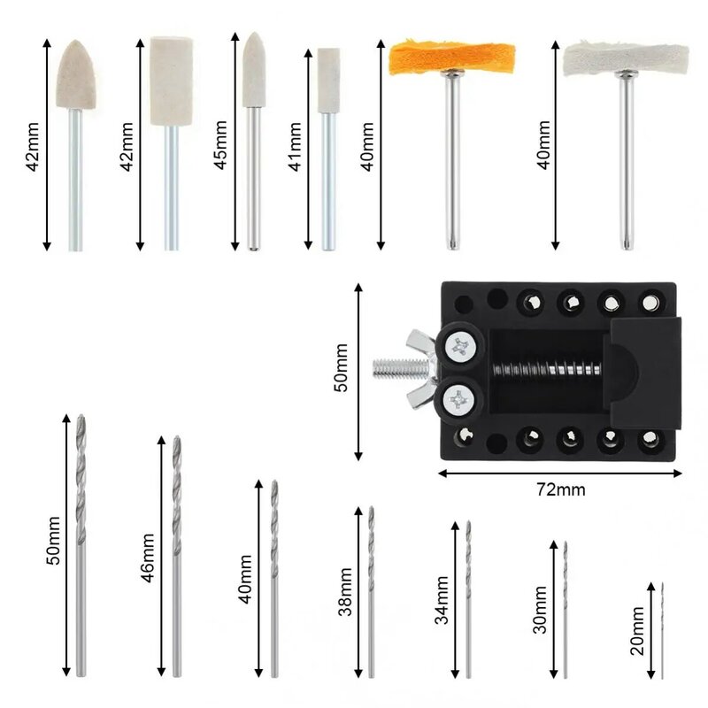 Mini Electric Grinding Accessories Set Engraver Abrasive Tool HSS Drill Bit Grinding Head Cleaning Wheel Clamping Carving Set