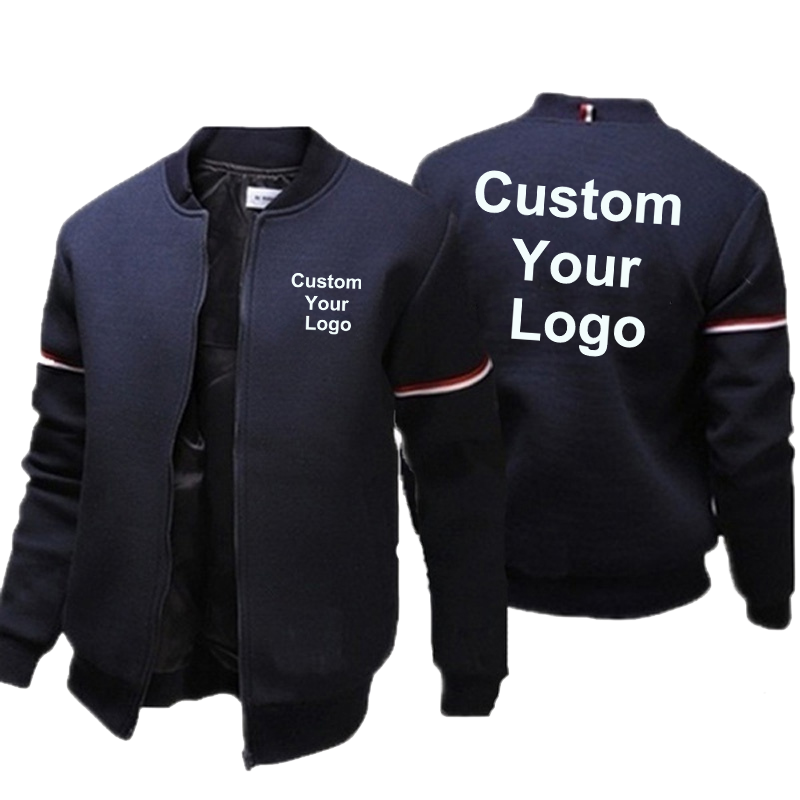 Custom Your Logo Men Jacket Zipper Cardigan Casual Slim Sports Outdoor Clothes Fashion Spring Autumn Solid Color Male Coat S-4XL