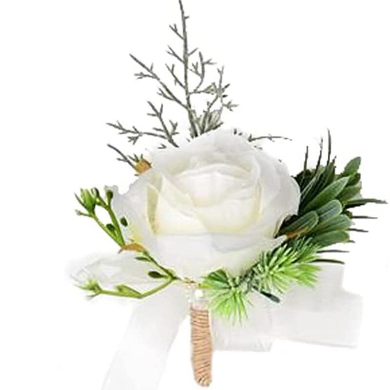 Gelang bunga buatan, rantai tangan bunga buatan untuk pengiring pengantin perempuan bunga mawar mutiara 1 buah