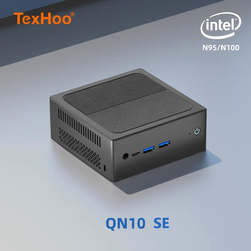 TexHoo-Mini PC Computer, CPU Intel N100 12ª Geração, Unidade de Sistema Processador Windows 11, ITX NUC, Office Pocket, DDR5, NVMe, Wi-Fi, Bluetooth