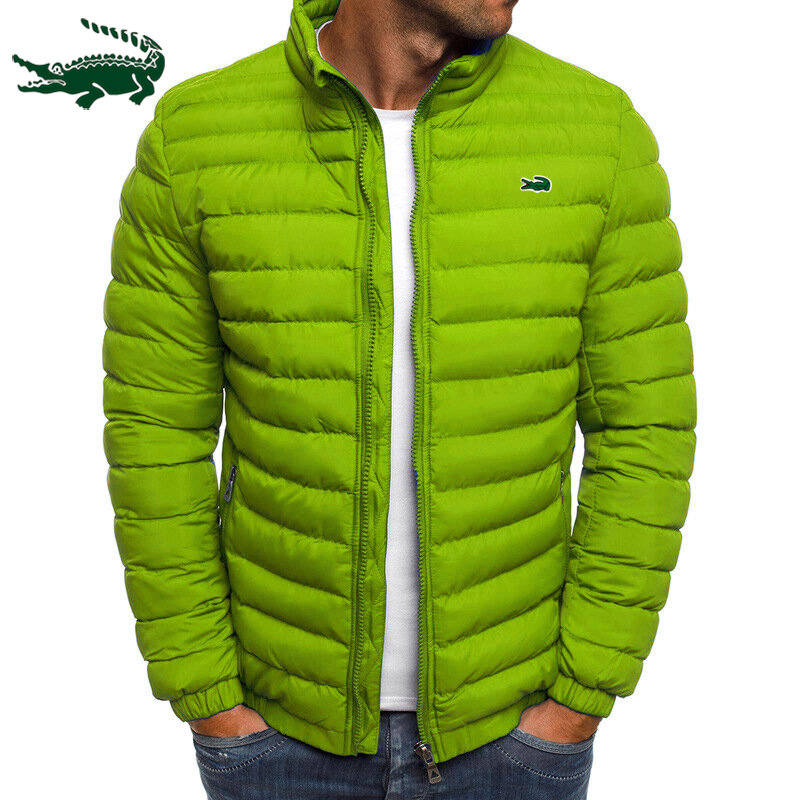 Jaqueta de algodão quente masculina, gola alta, impermeável e à prova de vento, confortável, casual, outono, inverno