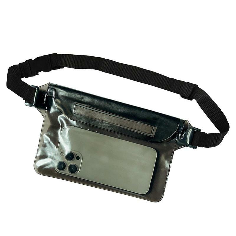 Outdoor Waterproof Phone Fanny Pack Mobile Belt Bag Beach Accessories Waist Pack High Capacity 3-Layer Bag For Swimming Boating