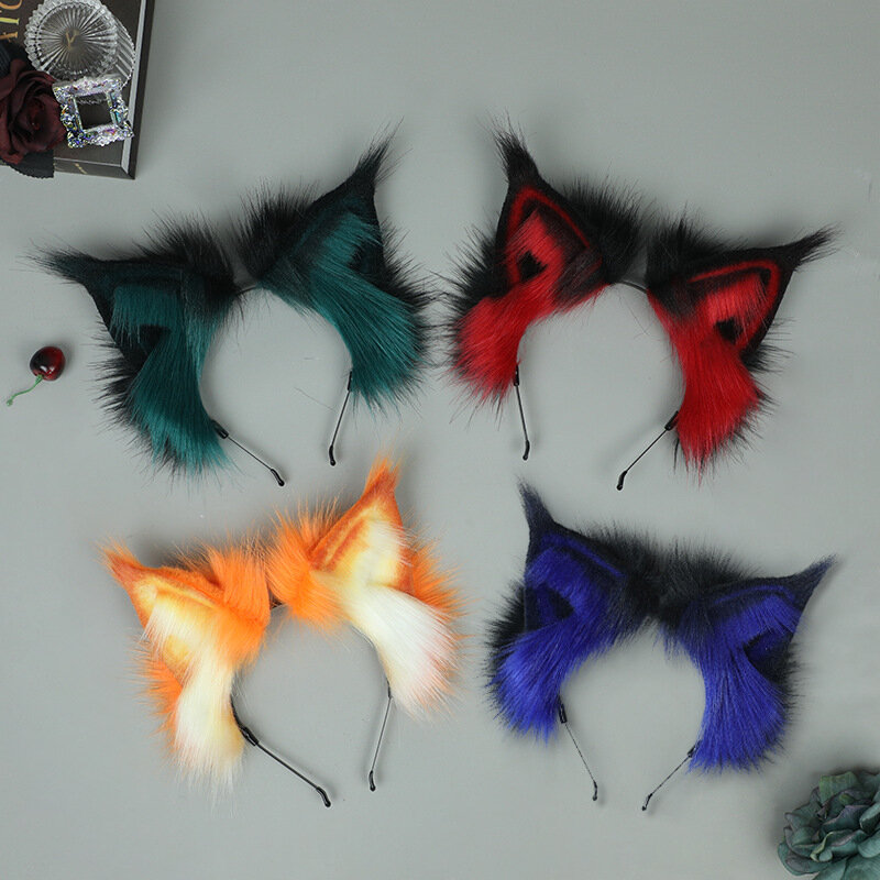 Kawaii Cat Ear Headband para Mulheres, Peluches Furry Fox Ears Headband, Lolita Anime Cosplay, Masquerade-Party Acessórios para Cabelo, Bonito
