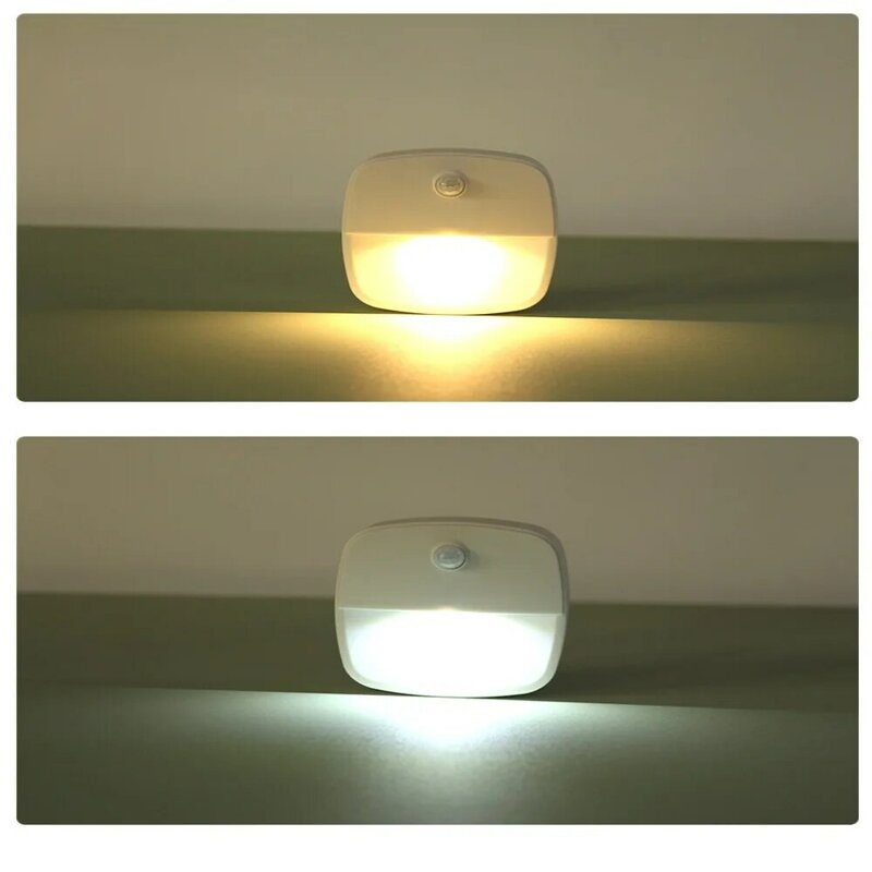Miniluz LED inalámbrica con Sensor de movimiento, luz nocturna inteligente con batería AAA, para mesita de noche, pared de dormitorio, 1/3 piezas