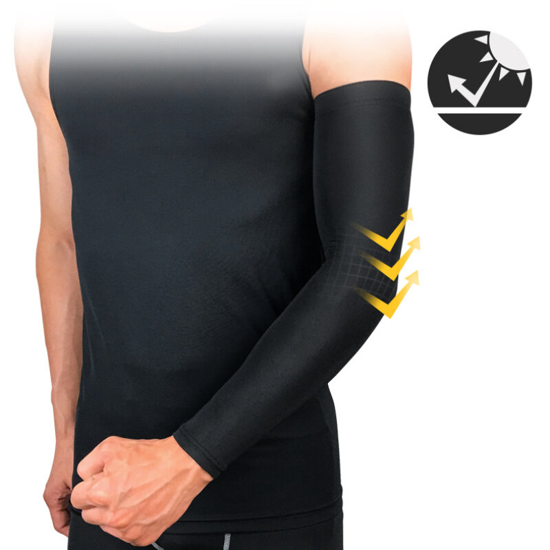 Penghangat lengan tabir surya, pelindung UV voli lengan kompresi lengan olahraga basket lari musim panas