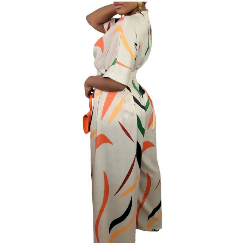 Afrikanischer Druck Overall Frauen Sommer Herbst neue Street Fashion Print lose weites Bein Overall elegante hohe Taille lose Hose