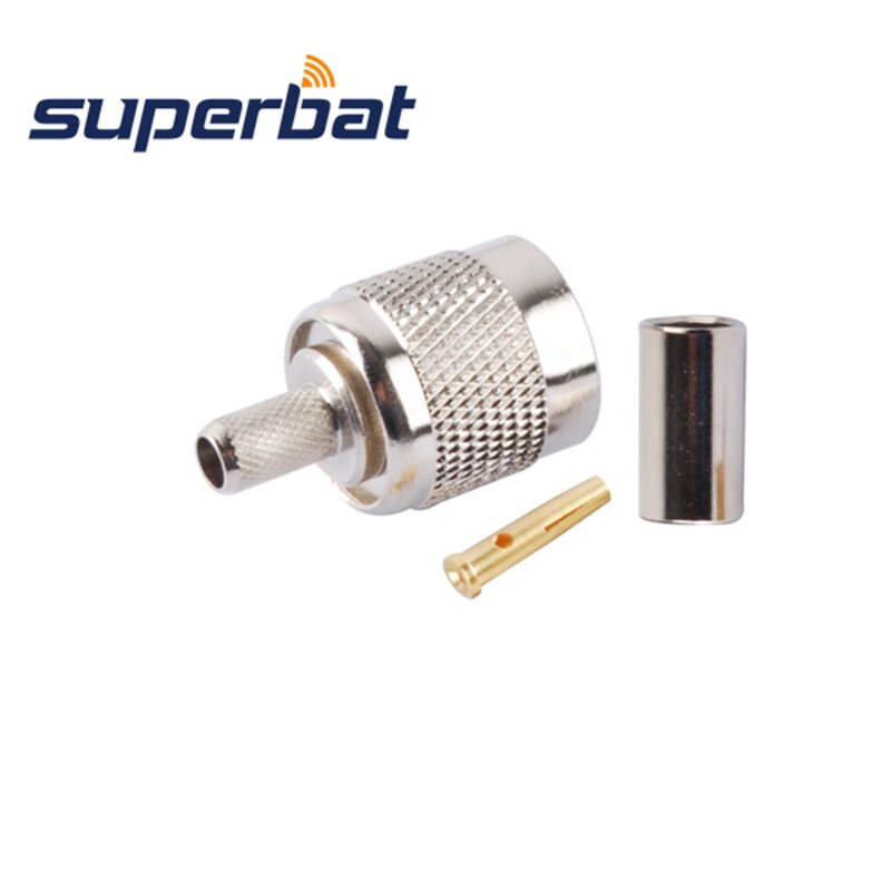 Superbat RP-TNC Crimp Male(Female Pin) RF Coaxial Connector for RG58 RG400 LMR195 Cable