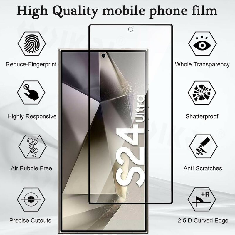 3 Pack Screen Protector for Samsung Galaxy S24 Ultra S23 Ultra S23 FE S22 S21 A15 A54 HD Full Screen Tempered Anti-Scratch Cover