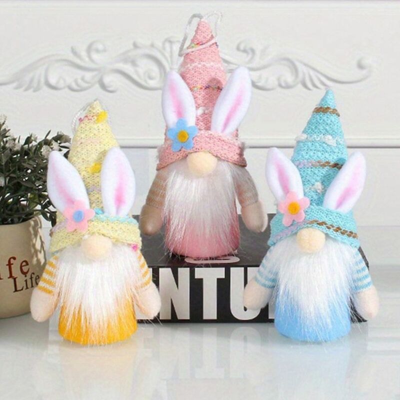 Glowing Easter Glowing Gnome Doll Creative Luminous Handmade Easter Faceless Gnome LED Soft Bunny Ears Faceless Doll Window