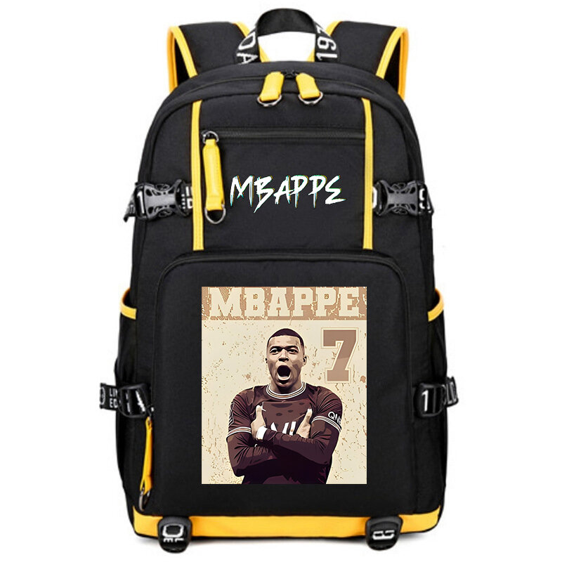 Mbappe-mochila impressa para estudante, grande capacidade, bolsa de viagem ao ar livre, mochila juvenil