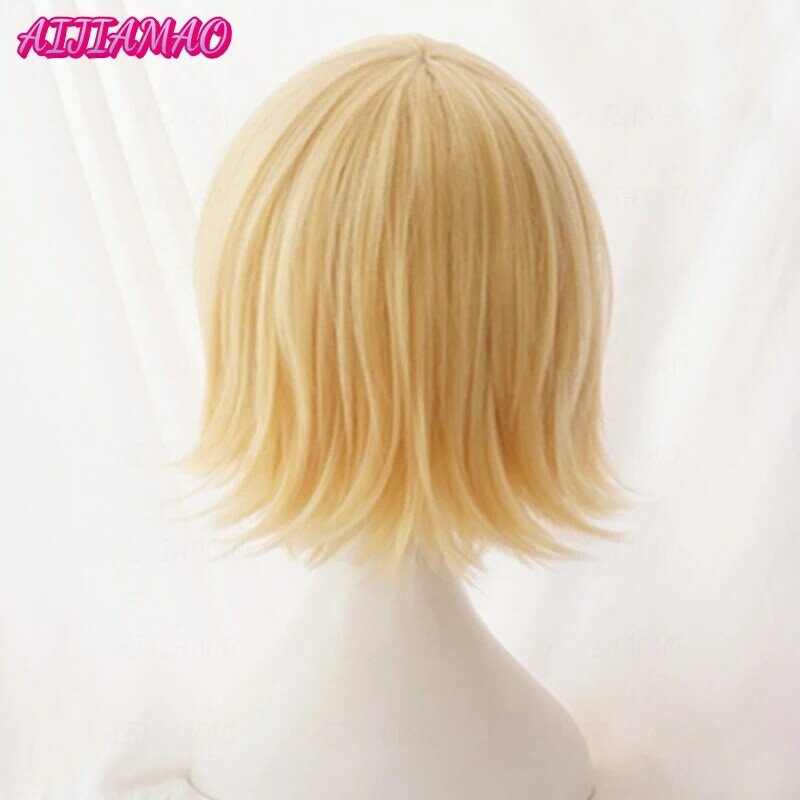 Парик для косплея из аниме «Rin Len», короткие светлые термостойкие синтетические волосы, с треком кодом, с бесплатной шапочкой