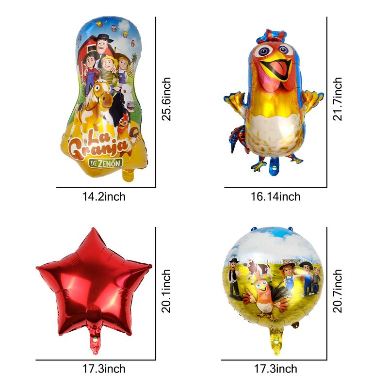 Balões Round Foil Mylar para crianças, La Granja De Zenon, animais temáticos, decoração do partido, favor, 20 ", 8pcs