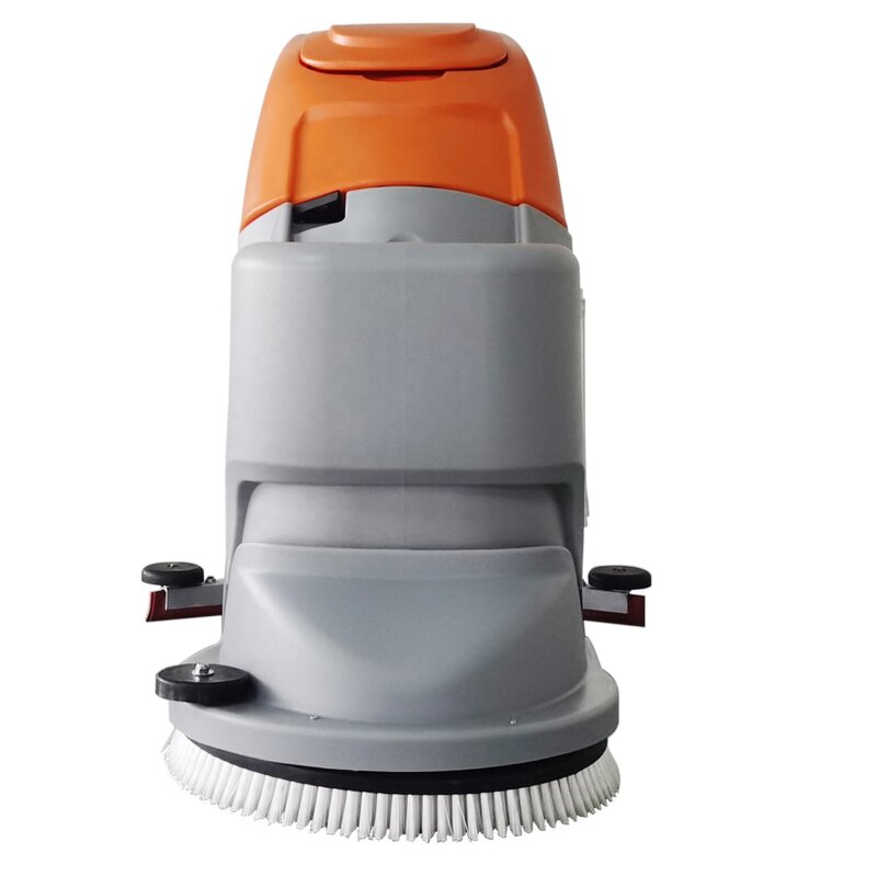 Electric floor scrubber walk behind floor scrubber with two brushes