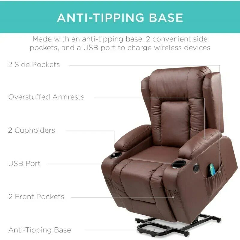 Fauteuil élévateur électrique en cuir PU, chaise de massage inclinable, meubles réglables pour le dos, les jambes avec 3 sièges, meilleur choix de produits