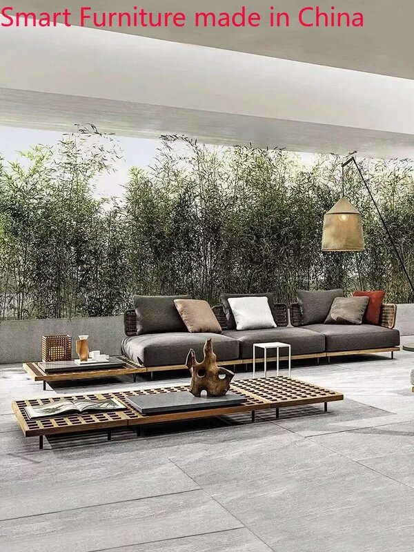 Wysokiej klasy sofa na taras, wodoodporny i ochrony przeciwsłonecznej, balkon, willa na dziedzińcu, tkane rattanowe sofa, połączenie ogrodu na zewnątrz