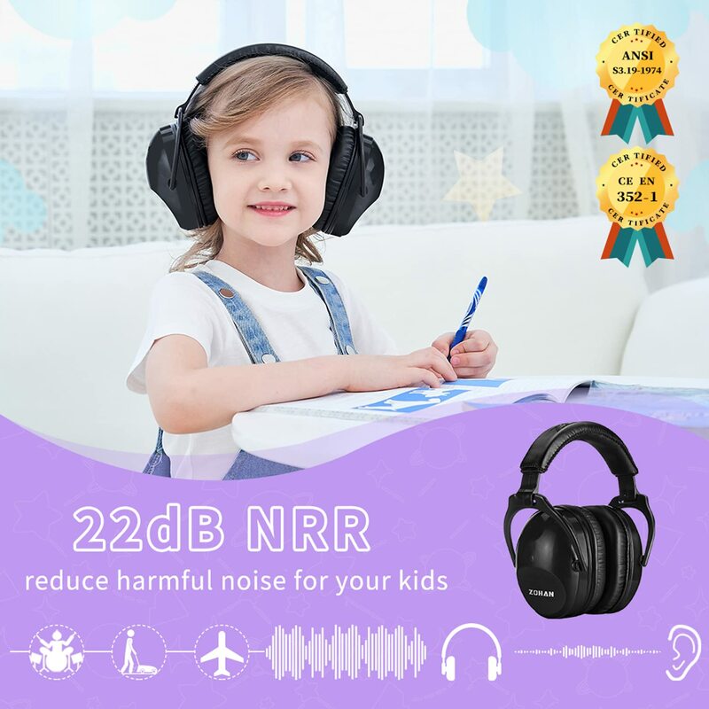 ZOHAN Penutup Telinga Pasif NRR 22dB Penutup Telinga Pelindung untuk Kebisingan Taktis Pelindung Telinga Antiberisik untuk Anak