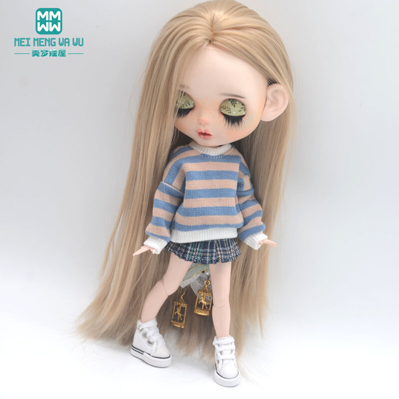 Ropa para muñeca de tres piezas, conjunto de suéter de moda, se adapta a Blyth Azone OB22 OB24, accesorios para muñecas