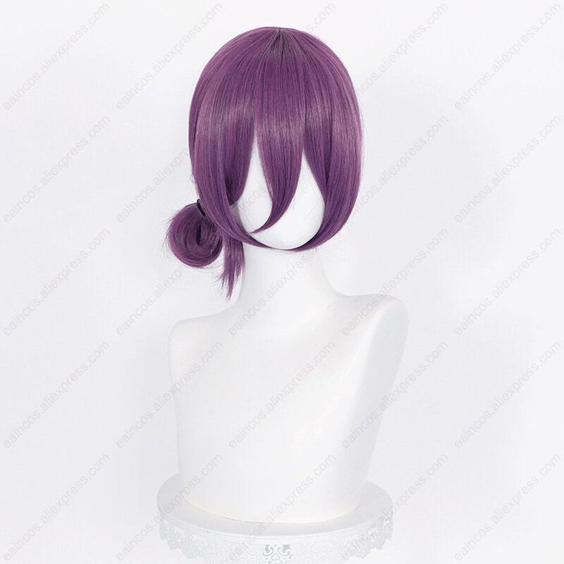 Peluca de Cosplay de Anime Reze, pelo sintético resistente al calor, Color morado mezclado, 45cm