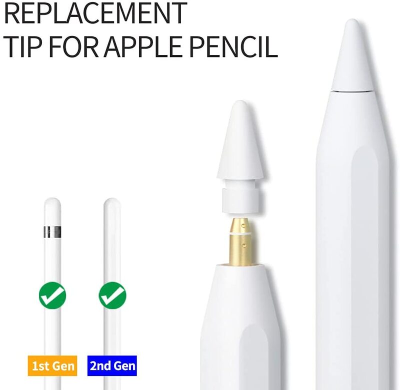 Puntas de repuesto para Apple Pencil 1. ª y 2. ª generación iPencil, puntas de repuesto lisas para iPad Pro, 1/2, punta fina