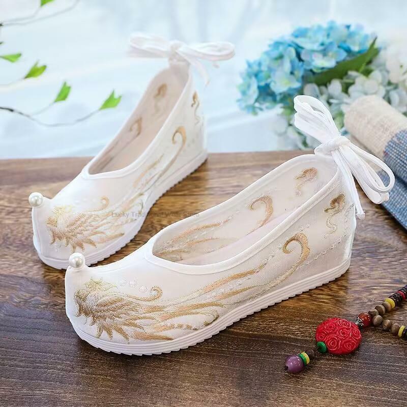 Женские туфли с вышивкой, плетеные золотые туфли китайской древней принцессы, винтажные туфли для танцев в стиле Ципао, ханьфу, династии Тан, юэ, оперы, танцев