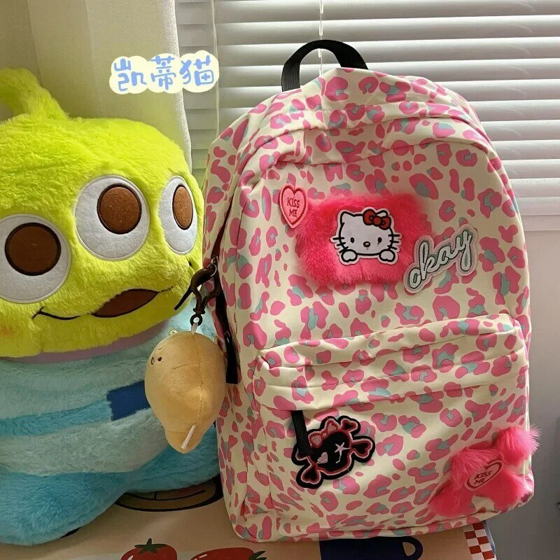 Школьный ранец для девочки, вместительный рюкзак розового цвета с милым котиком КТ для учеников младшей и старшей школы