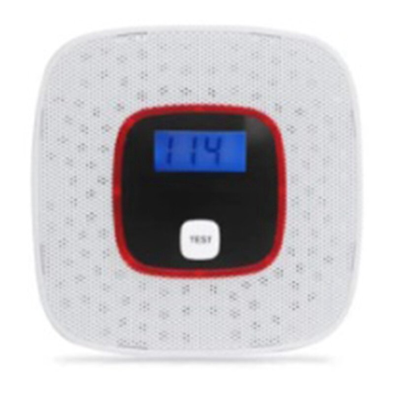 Biały plastikowy CO wykrywacz tlenku węgla detektor alarmu czujnik alarmu do bezpieczeństwo w domu ostrzega zarówno akustycznie, jak i optycznie