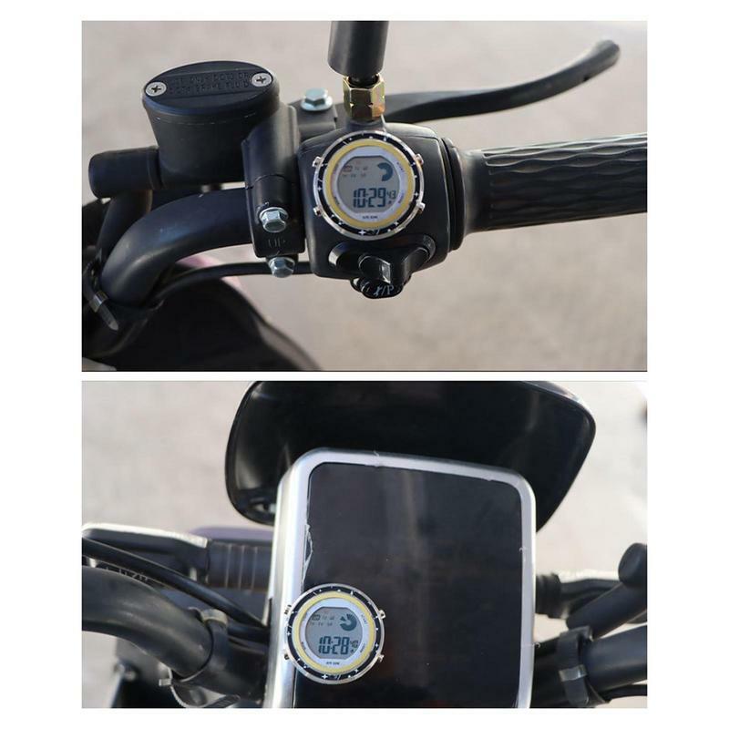 Multifuncional Relógio Digital Motocicleta, Portátil Stick On Mount Watch, Rainproof Night Light, Acessórios de ornamento para bicicletas Carros