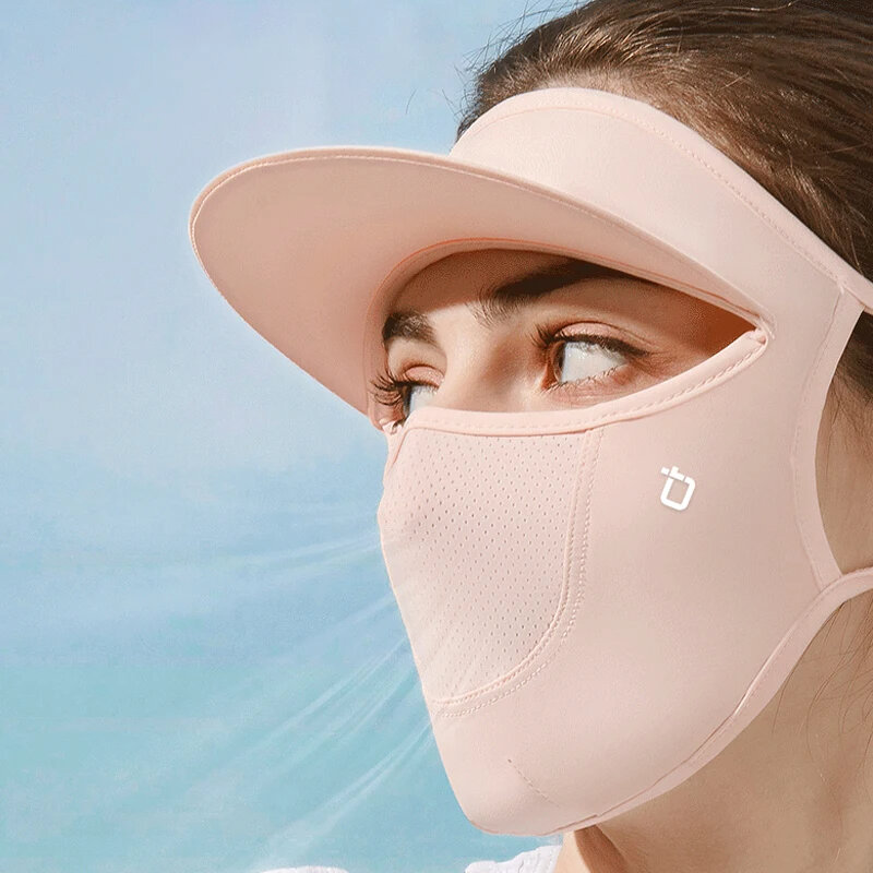 Ice Silk Sunscreen Mask Women Summer Thin Breathable Mask Anti-UV Shading Sun Hat Outdoor Cycling Sun Protection Full Face Cover
