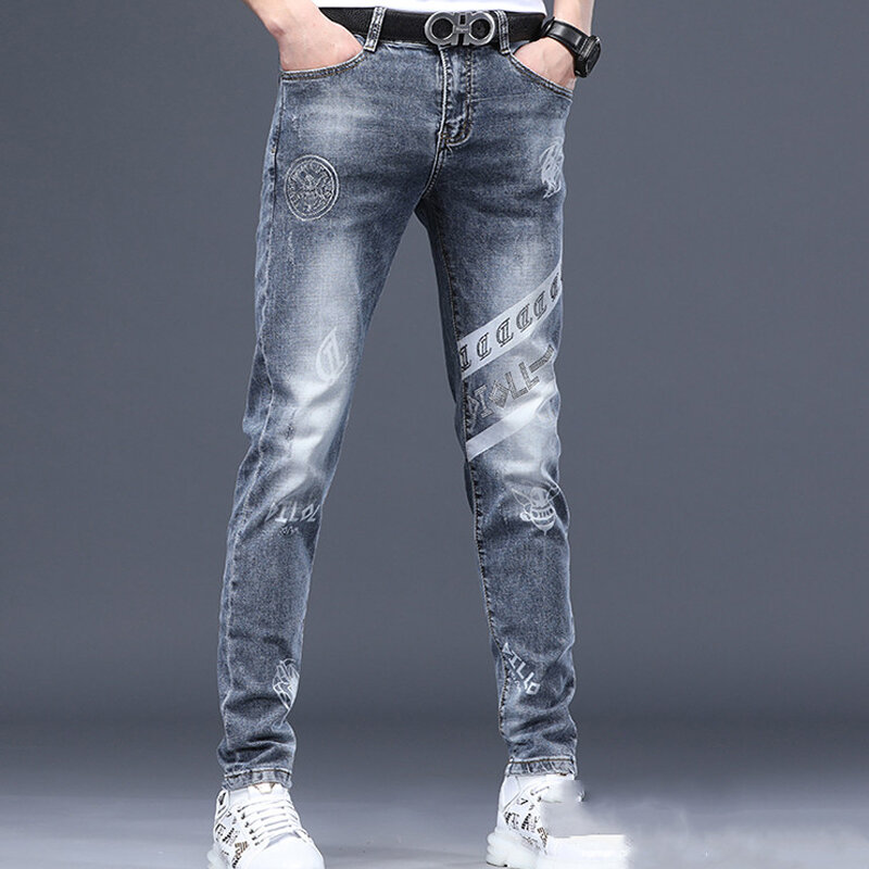 2024 Nieuwe Heren Lente Jeans Mode Wasbroek Hoge Kwaliteit Slim Fit Vintage Blauwe Hiphop Jeans Streetwear Mans Denim Broek