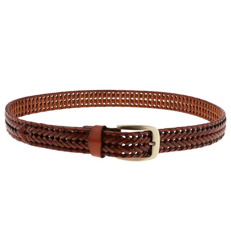 Retro Men Women's Elastic Fabric Woven Braided Stretch Leather Belt with Metal Buckle