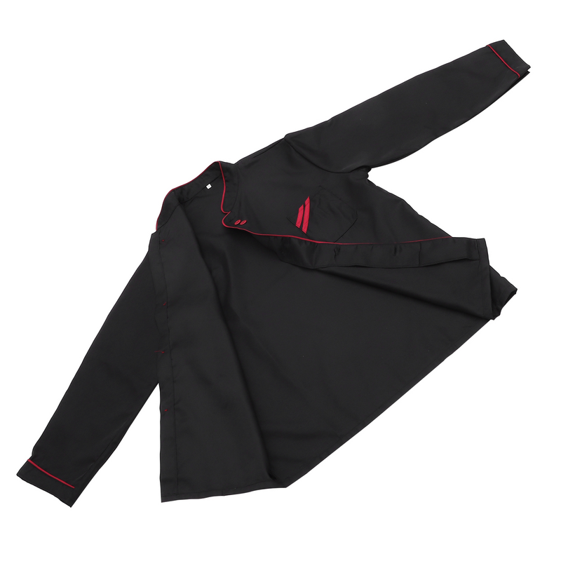 ユニセックス長袖ベースのシェフのトップス、ベーカリー、ホテル、レストラン用のケータリングシャツ、黒、サイズl