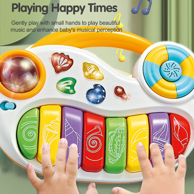 바다 달팽이 피아노 디자인 소리와 빛 장난감, 부모 자녀 조기 교육 장난감, 18 세 이상 신생아용