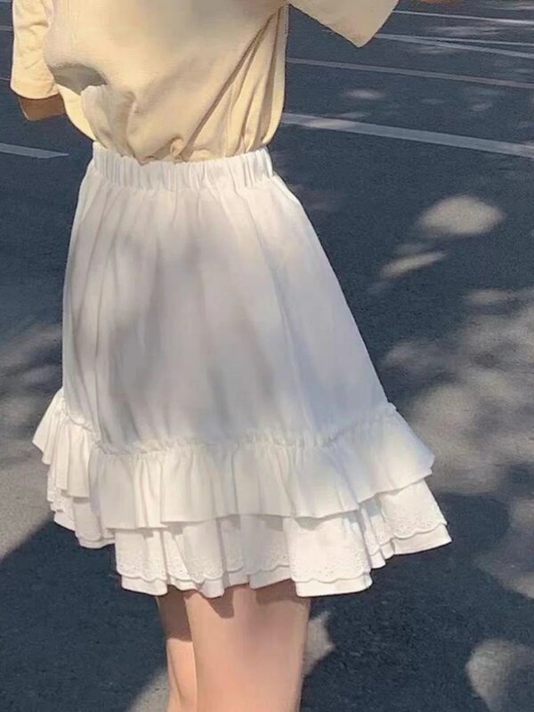 Милая Короткая юбка jk girl в японском стиле, Корейская плиссированная юбка, кружевная юбка с высокой талией, юбки-торты y2k falda