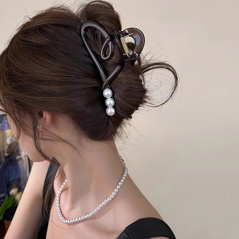 Pearl Heart Hair Clips for Women Temperament French Hair Claws Clip 2024 Trendy Korean Hair Accessories Girls Headdress Gifts