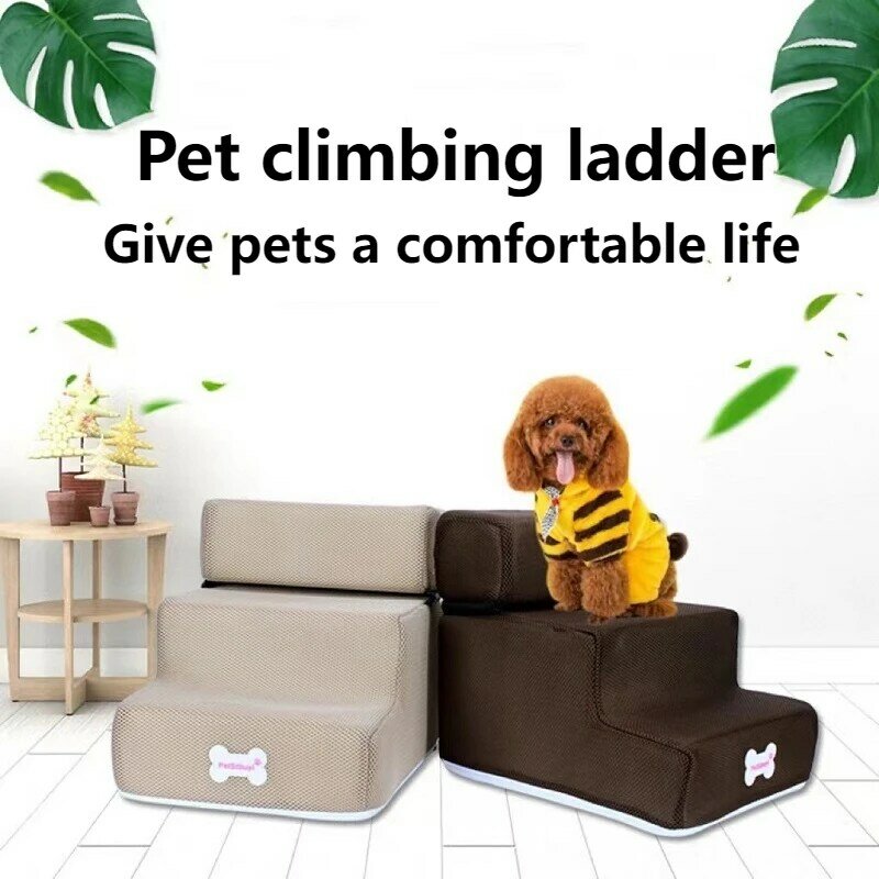 Casa de perro caliente para mascotas, escaleras de 3 escalones para perros pequeños y gatos, rampa antideslizante, cama extraíble, suministros para mascotas
