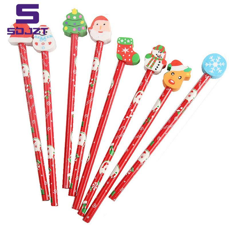 1PCS Christmas Pencils Erasers Assorted Christmas Novelty Cartoon Designs Party Favor School Office Student Stationary For Kids