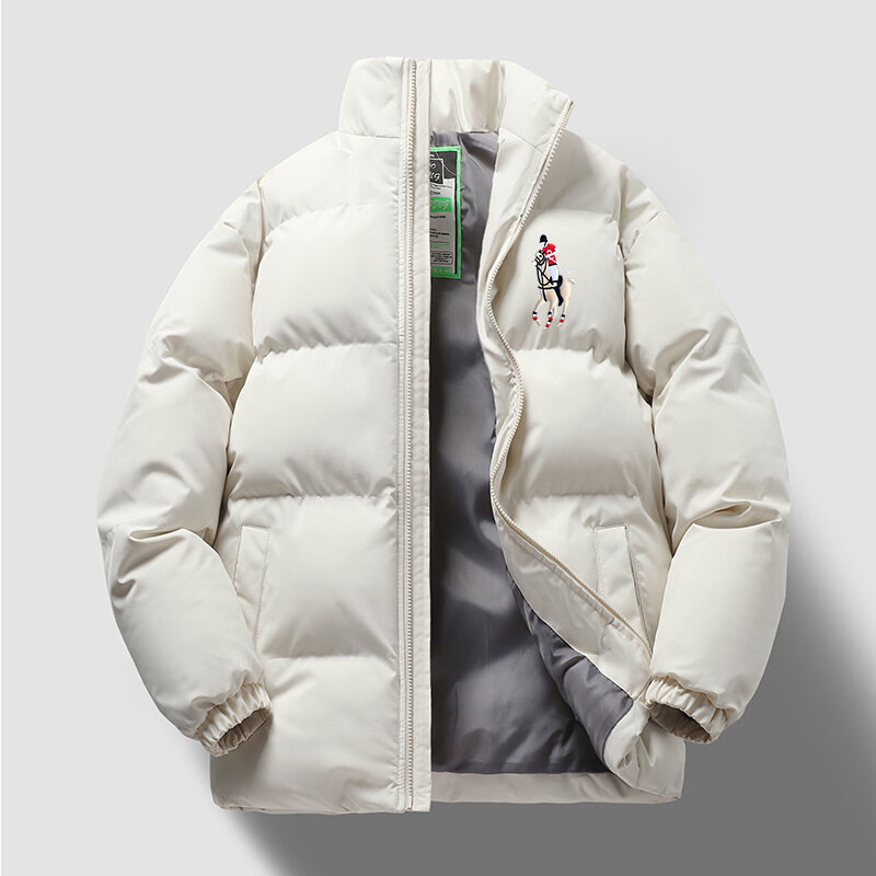 Новинка Зима 2023, утепленная куртка, Мужская модная куртка Паркер с воротником-стойкой, мужское хлопковое пальто на молнии, мужской пуховик из хлопка